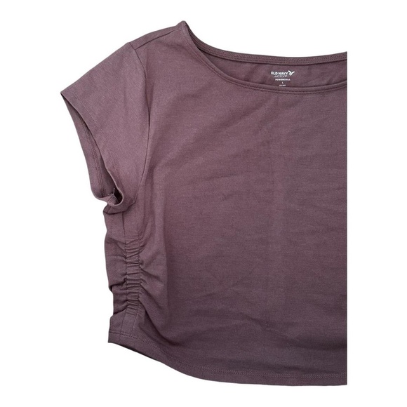 old navy brown cropped top with ruched sides - Picture 4 of 4